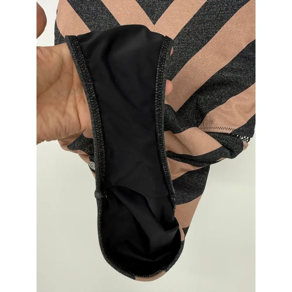 Biliblond One Piece Swimsuit Arava Stripes Black Nude Metallic Size Large L - Picture 6 of 9